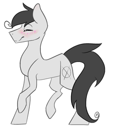 Size: 1565x1733 | Tagged: safe, artist:toptian, derpibooru import, oc, oc only, earth pony, pony, earth pony oc, eyes closed, male, simple background, smiling, solo, stallion, white background