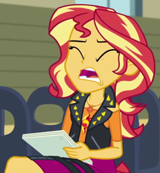 Size: 602x650 | Tagged: safe, derpibooru import, screencap, sunset shimmer, better together, equestria girls, rarity investigates: the case of the bedazzled boot, cropped, female, solo