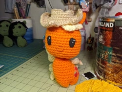 Size: 2048x1536 | Tagged: safe, artist:tinyequine, derpibooru import, applejack, earth pony, pony, amigurumi, crochet, plushie