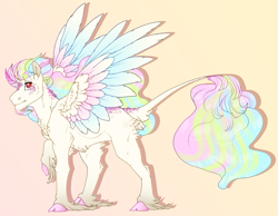 Size: 2500x1937 | Tagged: safe, artist:seffiron, derpibooru import, oc, oc only, oc:crystal feather, alicorn, pony, alicorn oc, cloven hooves, colored wings, horn, male, multicolored wings, offspring, parent:king sombra, parent:princess celestia, parents:celestibra, solo, stallion, unshorn fetlocks, wings