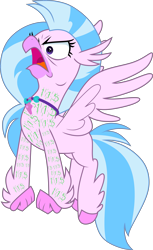 Size: 6739x10997 | Tagged: safe, artist:n0kkun, derpibooru import, editor:damiranc1, silverstream, classical hippogriff, hippogriff, female, flying, infinity train, jewelry, necklace, numbers, simple background, solo, transparent background, vector