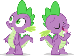 Size: 2107x1610 | Tagged: safe, artist:le-23, derpibooru import, spike, dragon, licking, licking fingers, simple background, solo, tongue out, transparent background, vector, winged spike