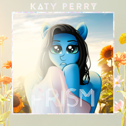 Size: 1500x1500 | Tagged: safe, artist:aldobronyjdc, derpibooru import, edit, pegasus, pony, album cover, bright, clothes, digital art, female, flower, front view, holding hooves, improvement, katy perry, looking at you, music, photo, photo edit, ponified, prism, solo, sunflower