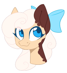 Size: 1439x1584 | Tagged: safe, artist:helemaranth, derpibooru import, oc, oc only, earth pony, pony, bow, bust, earth pony oc, hair bow, simple background, smiling, solo, transparent background