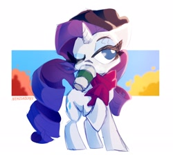 Size: 2240x2006 | Tagged: safe, artist:nekosnicker, derpibooru import, rarity, pony, unicorn, autumn, clothes, coffee, coffee cup, cup, drink, drinking, female, hat, high res, mare, one eye closed, scarf, solo, toque