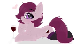 Size: 1173x681 | Tagged: safe, artist:wulfieshydev, derpibooru import, oc, oc only, earth pony, pony, blushing, chest fluff, clothes, commission, earth pony oc, fluffy, hooves, lying down, photo, prone, signature, simple background, socks, white background