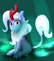 Size: 2400x2700 | Tagged: safe, artist:biocrine, derpibooru import, trixie, kirin, female, high res, kirin-ified, looking at you, sitting, solo, species swap