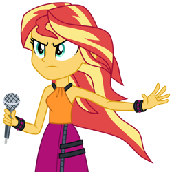 Size: 1024x1024 | Tagged: safe, artist:emeraldblast63, derpibooru import, sunset shimmer, equestria girls, determination, determined, determined look, microphone, simple background, solo, transparent background