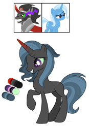 Size: 915x1316 | Tagged: safe, artist:pegasister64, derpibooru import, king sombra, trixie, oc, pony, unicorn, fusion, simple background, transparent background, trixbra