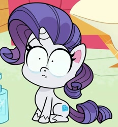 Size: 737x794 | Tagged: safe, derpibooru import, screencap, rarity, pony, unicorn, my little pony: pony life, sick day, spoiler:pony life s01e20, cropped, shrunken pupils, solo, wide eyes