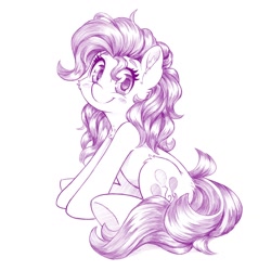 Size: 1280x1280 | Tagged: safe, artist:dstears, derpibooru import, pinkie pie, earth pony, pony, cheek fluff, chest fluff, cute, diapinkes, ear fluff, leg fluff, looking at you, pencil drawing, simple background, sketch, smiling, smiling at you, solo, traditional art, white background