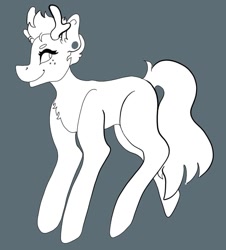 Size: 1080x1193 | Tagged: safe, artist:dellieses, derpibooru import, oc, oc only, deer, deer pony, original species, pony, antlers, chest fluff, female, gray background, mare, simple background, smiling, solo
