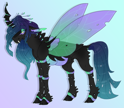 Size: 2281x2000 | Tagged: safe, artist:seffiron, derpibooru import, oc, changepony, hybrid, interspecies offspring, magical lesbian spawn, offspring, parent:princess luna, parent:queen chrysalis, parents:chrysaluna, solo