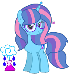 Size: 1021x1080 | Tagged: safe, artist:徐詩珮, derpibooru import, oc, oc only, oc:clouds rain, pony, unicorn, female, glasses, magical lesbian spawn, mare, offspring, parent:potion nova, parent:spring rain, parents:springnova, simple background, solo, transparent background