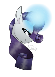 Size: 1300x1800 | Tagged: safe, artist:chu-and-sparky-127, derpibooru import, rarity, pony, unicorn, bust, female, glowing horn, horn, mare, signature, simple background, transparent background