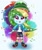 Size: 865x1024 | Tagged: safe, artist:payshiechastityart, derpibooru import, rainbow dash, equestria girls, clothes, female, shoes, shorts, smiling, solo, visor