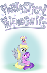 Size: 1920x2987 | Tagged: safe, artist:dinkyuniverse, derpibooru import, amethyst star, derpy hooves, dinky hooves, sparkler, pegasus, pony, unicorn, comic:fantastical friendships, comic, cute, equestria's best big sister, equestria's best daughter, equestria's best mother, family, female, filly, foal, happy, headcanon, mare, poster, show accurate, title