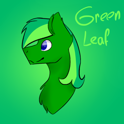 Size: 2000x2000 | Tagged: safe, artist:toptian, derpibooru import, oc, oc only, oc:green leaf, earth pony, pony, bust, chest fluff, earth pony oc, gradient background, male, smiling, solo, stallion