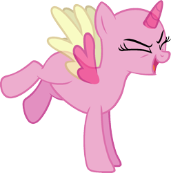 Size: 1085x1094 | Tagged: safe, artist:pegasski, derpibooru import, oc, oc only, alicorn, pony, the maud couple, alicorn oc, bald, base, eyelashes, eyes closed, horn, open mouth, simple background, smiling, solo, transparent background, two toned wings, wings