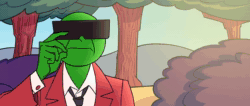 Size: 1920x816 | Tagged: safe, artist:anontheanon, oc, oc:anon, animated, bush, clothes, crystal castle, detailed background, featured image, house, joe pesci, sound, sunglasses, tales from the crypt, tie, tree, video, vulgar