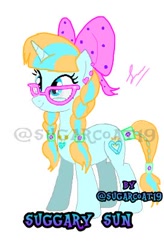 Size: 272x414 | Tagged: safe, artist:payshiechastityart, derpibooru import, oc, oc only, pony, unicorn, base used, bow, glasses, hair bow, horn, simple background, solo, unicorn oc, watermark, white background