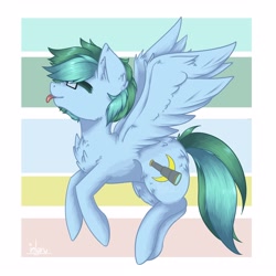 Size: 3000x3000 | Tagged: safe, artist:inlaru, derpibooru import, oc, oc only, pegasus, pony, chibi, digital art, gift art, happy, pegasus oc, simple background, solo, wings