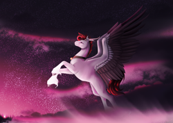 Size: 3508x2480 | Tagged: safe, artist:oneiria-fylakas, derpibooru import, oc, pegasus, pony, antlers, night, solo