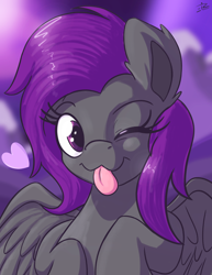 Size: 2550x3300 | Tagged: safe, artist:eisky, artist:frenchfreis, derpibooru import, oc, oc only, oc:fritzy, pegasus, pony, :p, blepping, cute, female, looking at you, night, solo, tongue out, winking at you