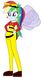 Size: 1080x1920 | Tagged: safe, artist:selenaede, artist:super-nick-2001, derpibooru import, rainbow dash, bee, human, insect, equestria girls, animal costume, antenna, antennae, barely eqg related, base used, bee costume, bee mario, bee wings, clothes, costume, crossover, hands on hip, mario, nintendo, shoes, simple background, solo, super mario bros., super mario galaxy, transparent background, wings
