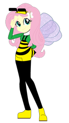 Size: 1080x1920 | Tagged: safe, artist:selenaede, artist:super-nick-2001, derpibooru import, fluttershy, bee, human, insect, equestria girls, animal costume, antenna, antennae, barely eqg related, base used, bee costume, bee mario, bee wings, clothes, costume, crossover, hand behind back, hand on head, luigi, nintendo, shoes, simple background, solo, super mario bros., super mario galaxy, transparent background, wings