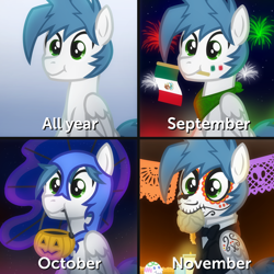 Size: 2048x2048 | Tagged: safe, artist:whitequartztheartist, derpibooru import, oc, oc:white quartz, pegasus, 16 de septiembre, dia de los muertos, halloween, holiday