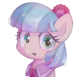 Size: 1000x1000 | Tagged: safe, artist:lexiedraw, artist:lexiedrawing, derpibooru import, coco pommel, pony, bust, portrait, simple background, solo, white background