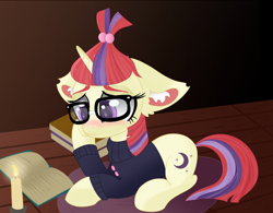 Size: 1920x1494 | Tagged: safe, artist:windy-pony, derpibooru import, moondancer, pony, unicorn, book, candle, crying, female, floppy ears, glasses, mare, sad, solo