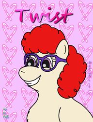 Size: 1024x1336 | Tagged: safe, artist:puffydearlysmith, derpibooru import, twist, earth pony, cute, female, filly, glasses, happy, smiling