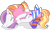 Size: 3155x1900 | Tagged: safe, alternate version, artist:unichan, derpibooru import, luster dawn, potion nova, pony, unicorn, clothes, commission, eyes closed, female, french kiss, hug, kissing, lesbian, lusternova, lying down, mare, on back, raised hoof, raised leg, shipping, simple background, sleeping, socks, striped socks, transparent background, ych result