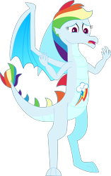 Size: 2000x3189 | Tagged: safe, artist:dupontsimon, derpibooru import, rainbow dash, dragon, fanfic:magic show of friendship, equestria girls, dragonified, fanfic art, open mouth, rainbow dragon, simple background, solo, species swap, transformation, transparent background, vector