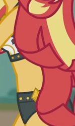Size: 614x1033 | Tagged: safe, derpibooru import, screencap, sunset shimmer, better together, equestria girls, unsolved selfie mysteries, breasts, clothes, cropped, female, geode of shielding, jewel, jewelry, magical geodes, necklace, pictures of bellies, sideboob, sleeveless, solo, swimsuit