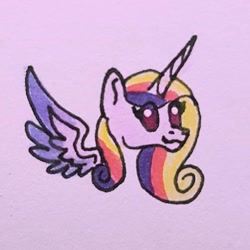 Size: 1080x1080 | Tagged: safe, artist:galaxy.in.mind, derpibooru import, princess cadance, alicorn, pony, bust, female, horn, mare, smiling, solo, traditional art, wings