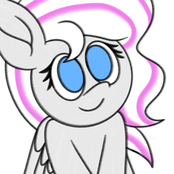 Size: 1200x1200 | Tagged: safe, artist:thebadbadger, oc, oc:misty breeze, pegasus, pony, cute, female, no pupils, pegasus oc, smiling, solo, wings, wings down