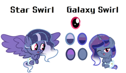 Size: 1280x745 | Tagged: safe, artist:stellamoonshine, derpibooru import, oc, oc only, oc:galaxy swirl, oc:star swirl, alicorn, pony, baby, baby pony, offspring, offspring's offspring