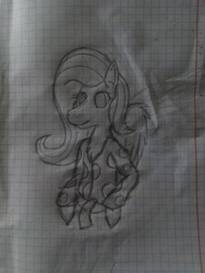 Size: 2448x3264 | Tagged: safe, artist:terminalhash, derpibooru import, fluttershy, anthro, pegasus, pony, semi-anthro, clothes, graph paper, sketch, solo, traditional art