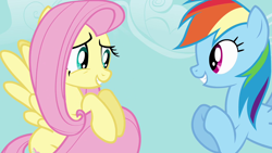 Size: 1280x720 | Tagged: safe, derpibooru import, screencap, fluttershy, rainbow dash, pegasus, pony, daring don't, female, mare