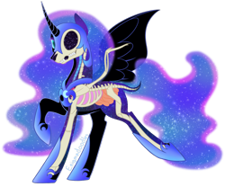 Size: 1200x1000 | Tagged: safe, artist:enigmadoodles, derpibooru import, nightmare moon, alicorn, pony, bone, dissectibles, organs, simple background, skeleton, solo, transparent background