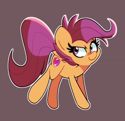 Size: 2500x2412 | Tagged: safe, artist:kindakismet, derpibooru import, scootaloo, pegasus, pony, female, high res, mare, older, older scootaloo, purple background, simple background, solo