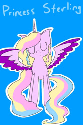 Size: 640x960 | Tagged: safe, artist:gallantserver, derpibooru import, princess sterling, alicorn, eyes closed, solo