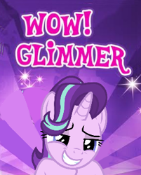 Size: 272x338 | Tagged: safe, derpibooru exclusive, derpibooru import, edit, editor:nc-tv, starlight glimmer, pony, unicorn, female, gameloft, gameloft shenanigans, implied "you seem upset", implied meme combination, mare, meme, smiling, solo, strollight glimmer, sunburst background, wow! glimmer