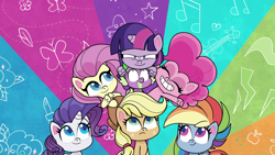 Size: 1920x1080 | Tagged: safe, derpibooru import, screencap, applejack, fluttershy, pinkie pie, rainbow dash, rarity, spike, twilight sparkle, dragon, earth pony, pegasus, pony, unicorn, director spike's mockumentary, my little pony: pony life, spoiler:pony life s01e36