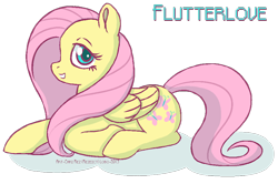 Size: 920x610 | Tagged: safe, artist:rezeict, derpibooru import, fluttershy, pegasus, pony, cutie mark, digital art, female, looking at you, mare, simple background, solo, tail, transparent background, wings