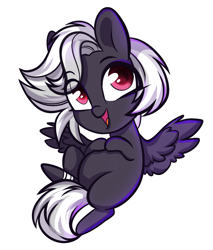 Size: 974x1141 | Tagged: safe, artist:cloud-fly, derpibooru import, oc, oc only, oc:meringue, pegasus, pony, chibi, eye clipping through hair, female, mare, simple background, solo, transparent background