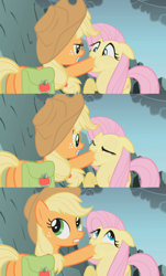 Size: 1916x3182 | Tagged: safe, derpibooru import, edit, edited screencap, screencap, applejack, fluttershy, earth pony, pegasus, pony, dragonshy, butt, context is for the weak, female, floppy ears, hoof in mouth, hoofjack, hooves, mare, out of context, plot